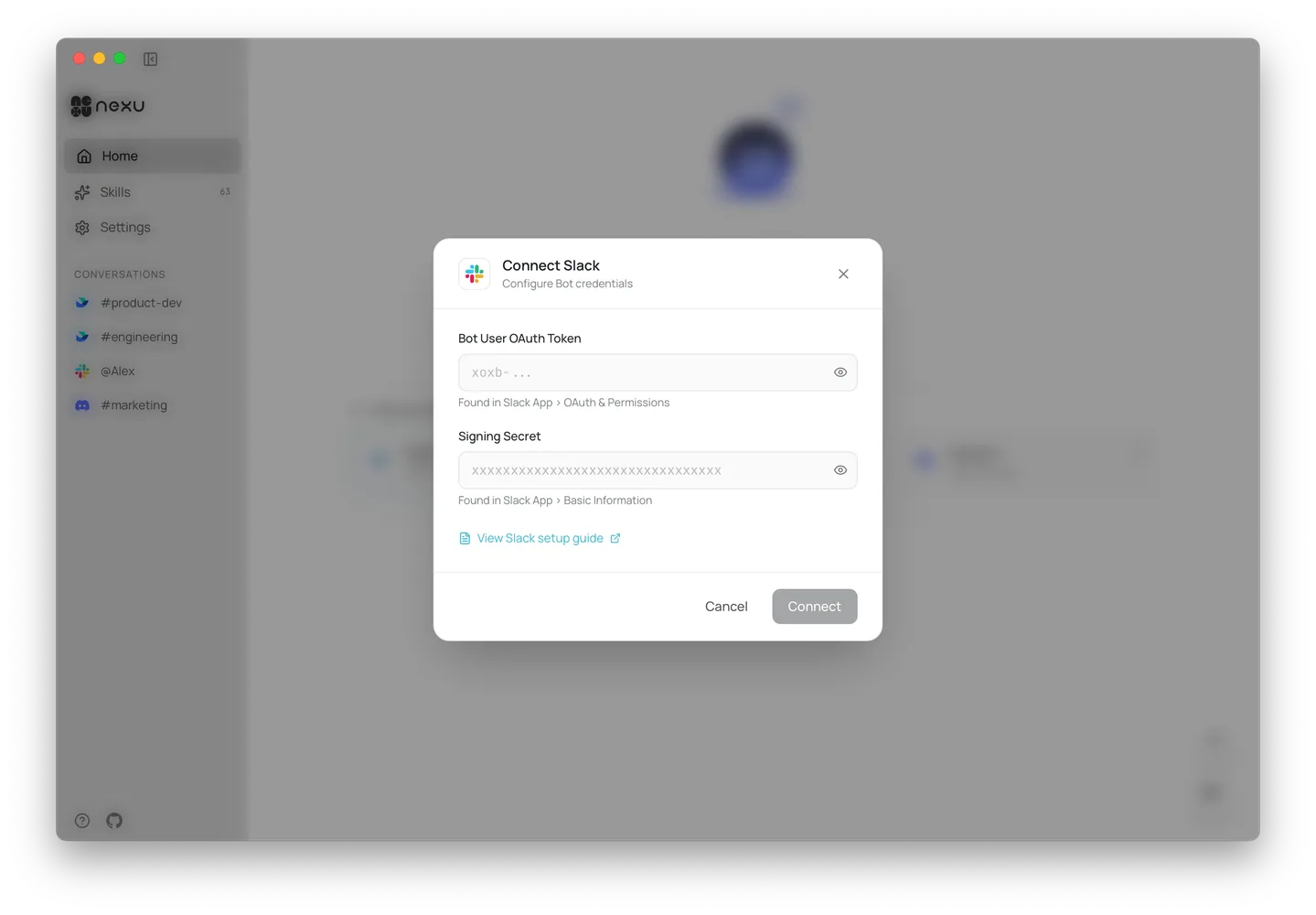 Add credentials in nexu